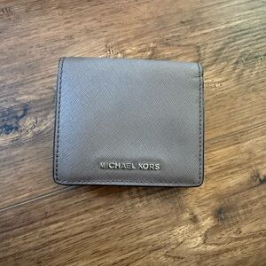 Michael Kors Gray Leather Compact Wallet
